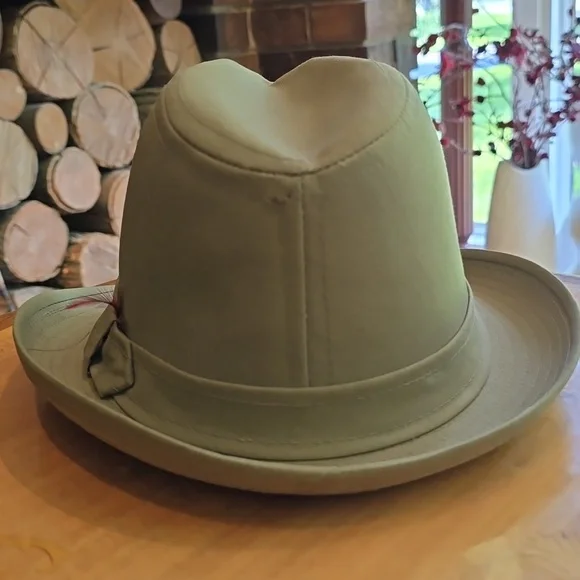 Vintage Men's Olive Green Wool Blend Fedora Hat - Picture 3 of 9